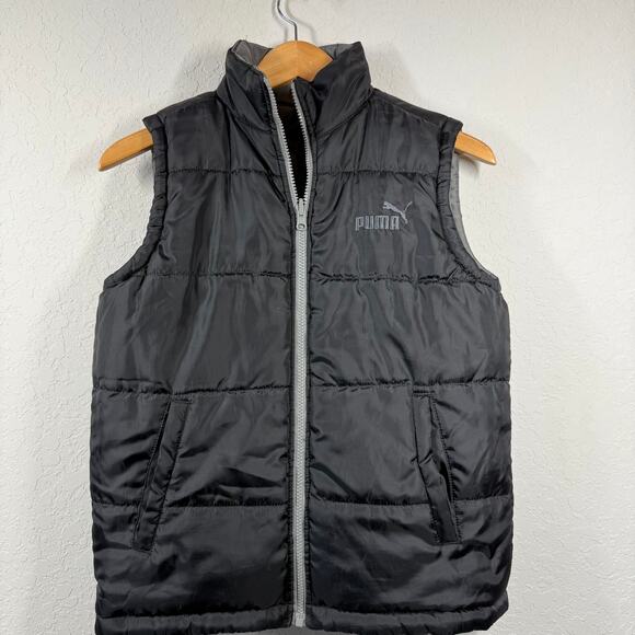 Women's Puma Reversible Black and Gray Quilted Zip Front Vest Size L - Picture 6 of 8
